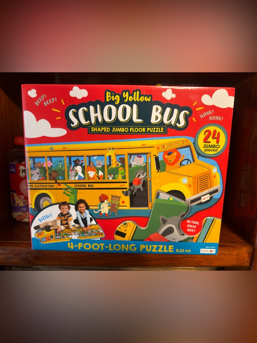 Big Yellow School Bus Shaped Jumbo Floor Puzzle - Yellow